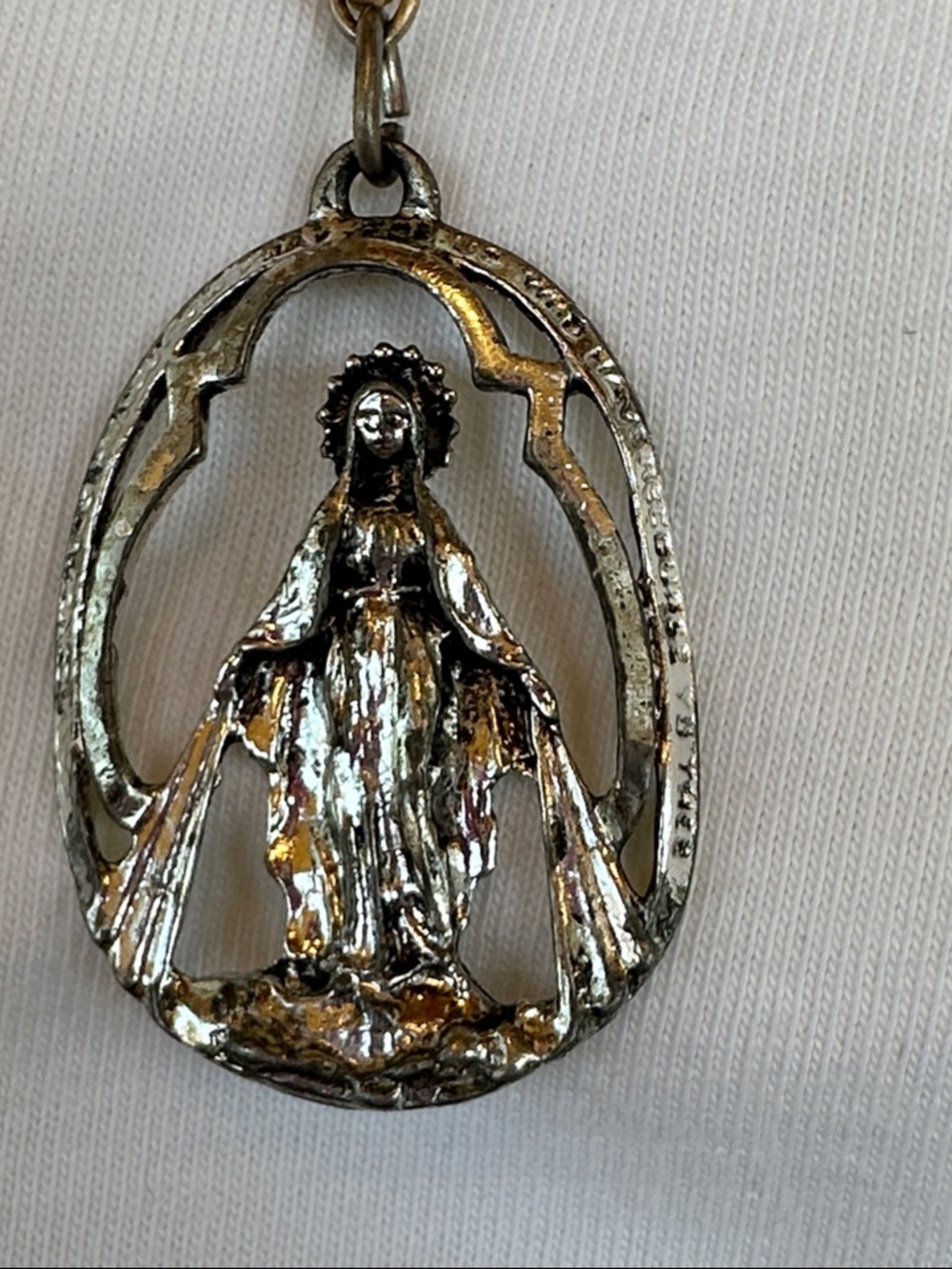 Miraculous‎ Medal, Medal of Our Lady of Graces Silver Pendant - attached chain